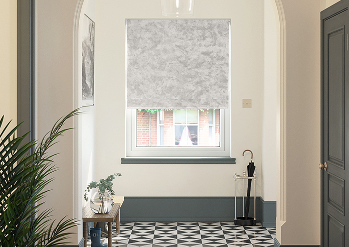 Cyrus Crushed Velvet, Bright Silver - Motorised Roman Blind - Image 3